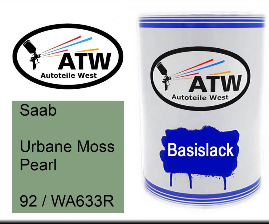 Saab, Urbane Moss Pearl, 92 / WA633R: 500ml Lackdose, von ATW Autoteile West.